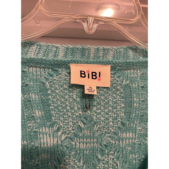Bibi Front 3 Button Cardigan Chunky Knit Sweater Women's Size XL Boho Chic Y2K - Picture 3 of 5
